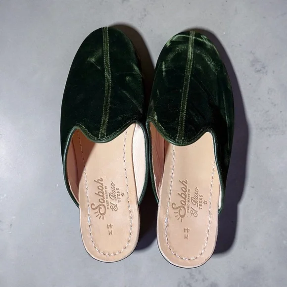 Sabah Palazzo Green Velvet Baba Slippers EU 44 US Men’s 10 US Women’s 11.5 - Picture 11 of 16